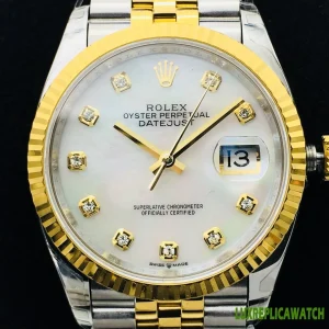 Rolex Datejust Replica Watches 36mm Mens Diamond Dial Metal Bracelet 1:1 Clone Watch