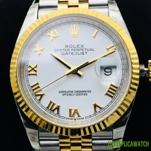 Rolex Datejust Replica Watches 36mm Mens White Dial Metal Bracelet 1:1 Clone Watch