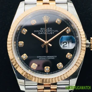Rolex Datejust Replica Watches 36mm Mens Black Dial Metal Bracelet 1:1 Clone Watch