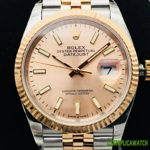 Rolex Datejust Replica Watches 36mm Mens Pink Dial Metal Bracelet 1:1 Clone Watch