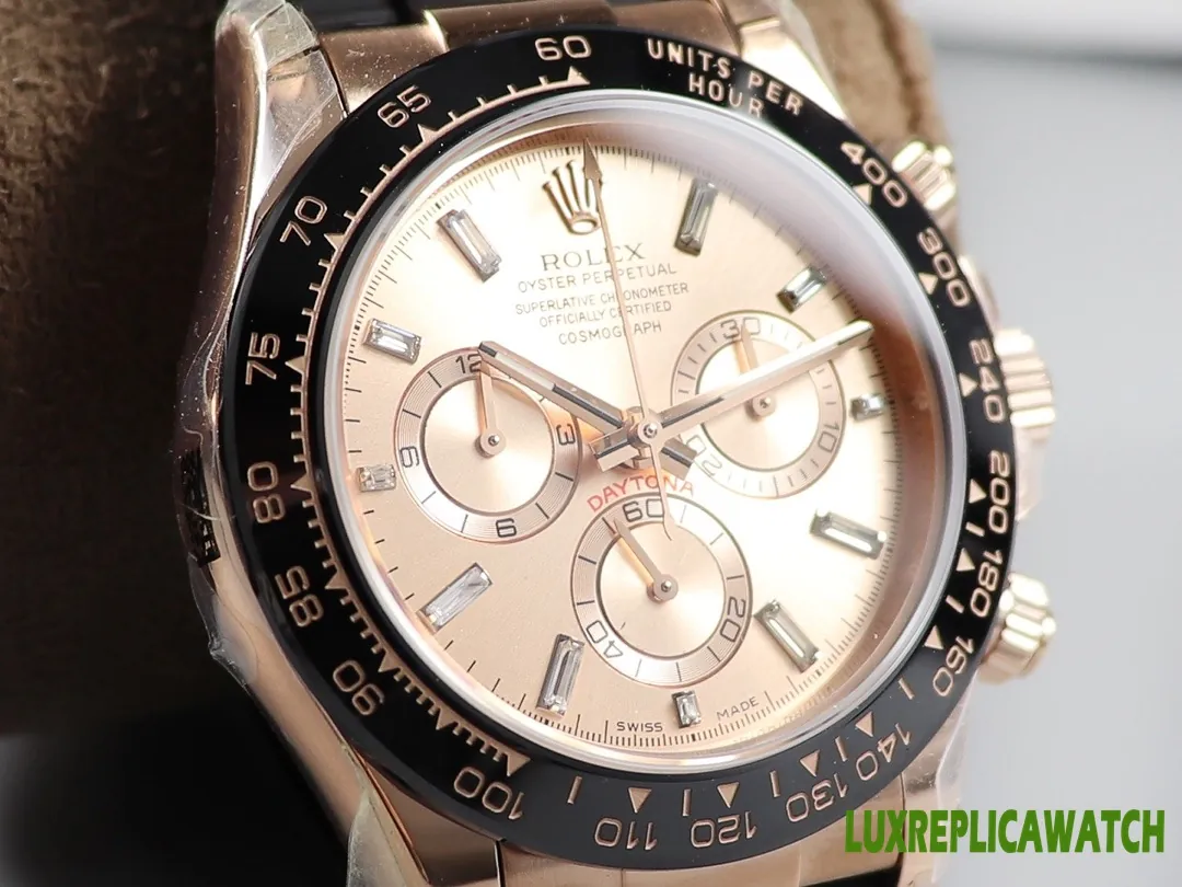 Rolex Daytona Replica Watches 40mm Mens Champagne Dial Rubber Strap 1:1 Clone Watch - Image 4