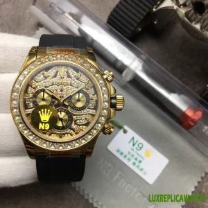 Rolex Daytona Replica Watches 40mm Mens Black Dial Rubber Strap 1:1 Clone Watch