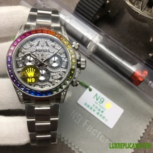 Rolex Daytona Replica Watches 40mm Mens Black Dial Metal Bracelet 1:1 Clone Watch
