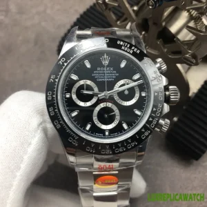 Rolex Daytona Replica Watches 40mm Mens Black Dial Metal Bracelet 1:1 Clone Watch