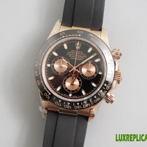 Rolex Daytona Replica Watches 40mm Mens Black Dial Rubber Strap 1:1 Clone Watch