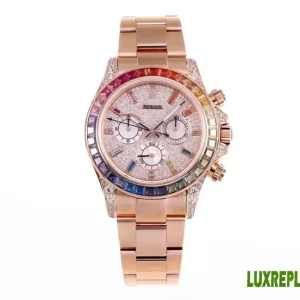 Rolex Daytona Replica Watches 40mm Mens Diamond Dial Metal Bracelet 1:1 Clone Watch