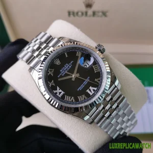 Rolex Datejust Replica Watches 36mm Mens Black Dial Metal Bracelet 1:1 Clone Watch