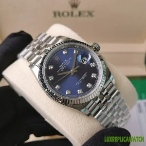 Rolex Datejust Replica Watches 36mm Mens Blue Dial Metal Bracelet 1:1 Clone Watch