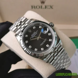 Rolex Datejust Replica Watches 36mm Mens Black Dial Metal Bracelet 1:1 Clone Watch
