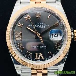 Rolex Datejust Replica Watches 36mm Mens Grey Dial Metal Bracelet 1:1 Clone Watch