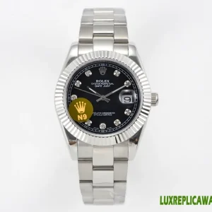 Rolex Datejust Replica Watches 41mm Mens Black Dial Metal Bracelet 1:1 Clone Watch