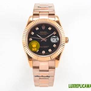 Rolex Datejust Replica Watches 41mm Mens Black Dial Metal Bracelet 1:1 Clone Watch