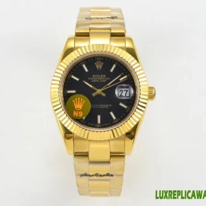 Rolex Datejust Replica Watches 41mm Mens Black Dial Metal Bracelet 1:1 Clone Watch