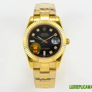 Rolex Datejust Replica Watches 41mm Mens Black Dial Metal Bracelet 1:1 Clone Watch