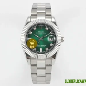 Rolex Datejust Replica Watches 41mm Mens Green Dial Metal Bracelet 1:1 Clone Watch