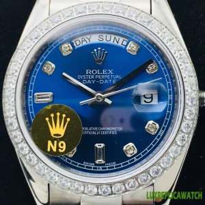 Rolex Day-Date Replica Watches 41mm Mens Blue Dial Metal Bracelet 1:1 Clone Watch