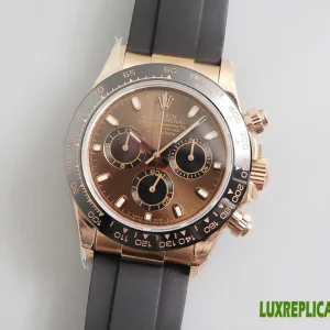 Rolex Daytona Replica Watches 40mm Mens Brown Dial Rubber Strap 1:1 Clone Watch
