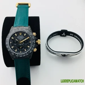 Rolex Daytona Replica Watches 40mm Mens Black Dial Leather Strap 1:1 Clone Watch