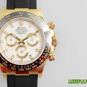 Rolex Daytona Replica Watches 40mm Mens White Dial Rubber Strap 1:1 Clone Watch