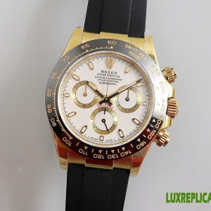 Rolex Daytona Replica Watches 40mm Mens White Dial Rubber Strap 1:1 Clone Watch