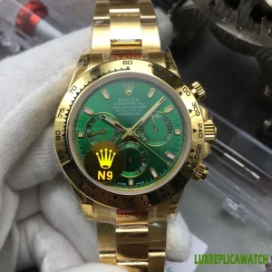 Rolex Daytona Replica Watches 40mm Mens Green Dial Metal Bracelet 1:1 Clone Watch