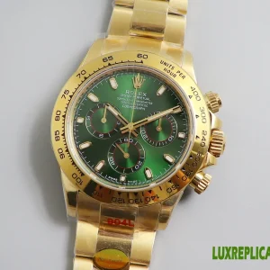 Rolex Daytona Replica Watches 40mm Mens Green Dial Metal Bracelet 1:1 Clone Watch