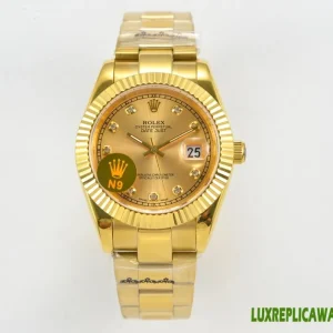 Rolex Datejust Replica Watches 41mm Mens Gold Dial Metal Bracelet 1:1 Clone Watch