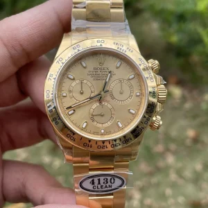 Rolex Daytona Replica Watches 41mm Mens Gold Dial Metal Bracelet 1:1 Clone Watch