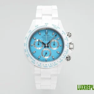 Rolex Daytona Replica Watches 40mm Mens Light Blue Dial Metal Bracelet 1:1 Clone Watch