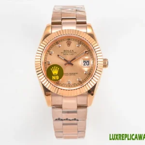 Rolex Datejust Replica Watches 41mm Mens Rose Gold Dial Metal Bracelet 1:1 Clone Watch