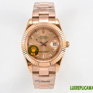 Rolex Datejust Replica Watches 41mm Mens Rose Gold Dial Metal Bracelet 1:1 Clone Watch