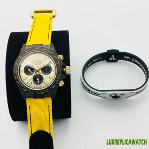 Rolex Daytona Replica Watches 40mm Mens Yellow Dial Leather Strap 1:1 Clone Watch