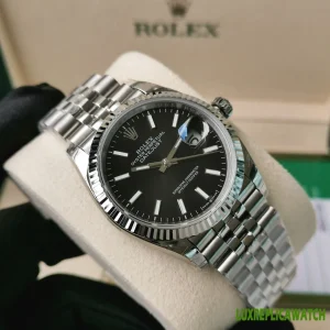 Rolex Datejust Replica Watches 36mm Mens Black Dial Metal Bracelet 1:1 Clone Watch