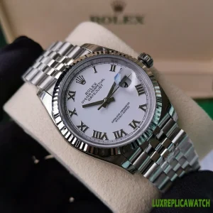 Rolex Datejust Replica Watches 36mm Mens White Dial Metal Bracelet 1:1 Clone Watch