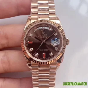 Rolex Day-Date Replica Watches 36mm Mens Black Dial Metal Bracelet 1:1 Clone Watch