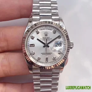 Rolex Day-Date Replica Watches 36mm Mens White Dial Metal Bracelet 1:1 Clone Watch