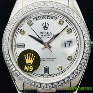 Rolex Day-Date Replica Watches 41mm Mens White Dial Metal Bracelet 1:1 Clone Watch
