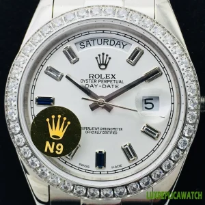 Rolex Day-Date Replica Watches 41mm Mens White Dial Metal Bracelet 1:1 Clone Watch