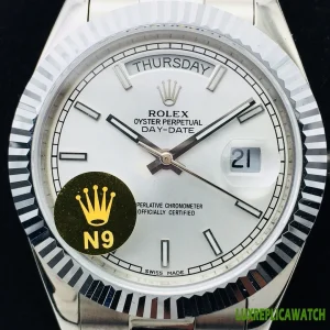 Rolex Day-Date Replica Watches 41mm Mens White Dial Metal Bracelet 1:1 Clone Watch