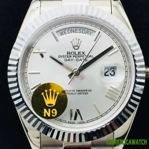 Rolex Day-Date Replica Watches 41mm Mens White Dial Metal Bracelet 1:1 Clone Watch