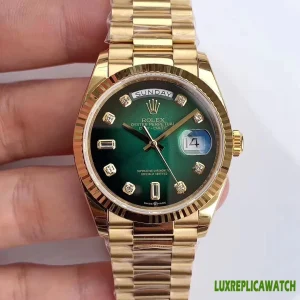 Rolex Day-Date Replica Watches 36mm Mens Green Dial Metal Bracelet 1:1 Clone Watch