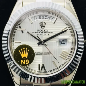 Rolex Day-Date Replica Watches 41mm Mens White Dial Metal Bracelet 1:1 Clone Watch