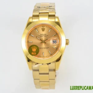 Rolex Datejust Replica Watches 41mm Mens Gold Dial Metal Bracelet 1:1 Clone Watch