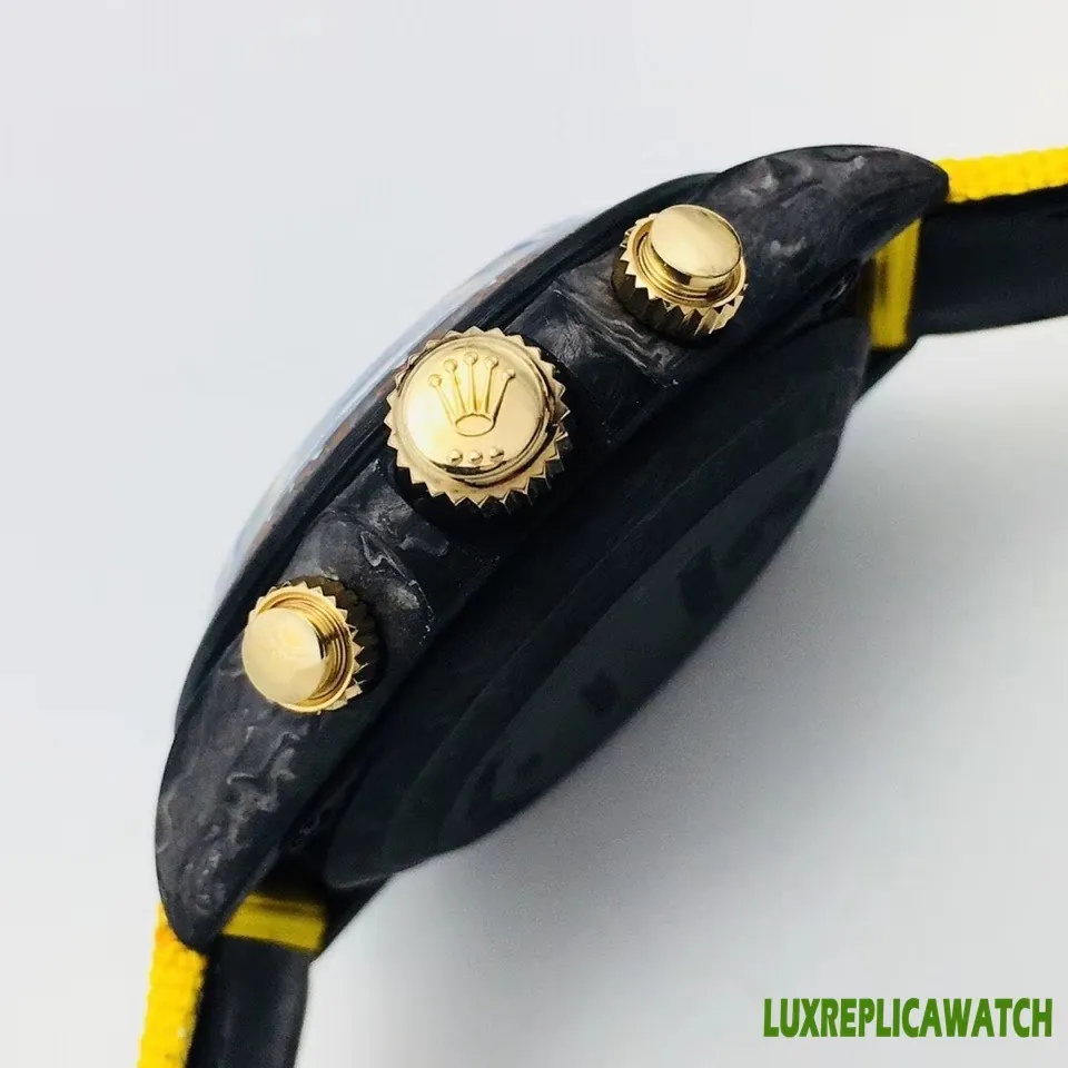 Rolex Daytona Replica Watches 40mm Mens Yellow Dial Rubber Strap 1:1 Clone Watch - Image 5
