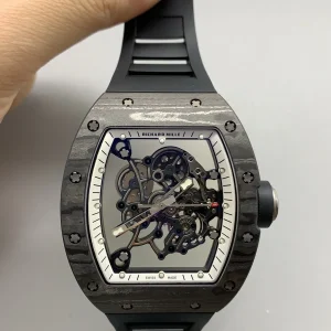 Richard Mille RM011 Replica Watches 45mm Mens Skeleton Dial Rubber Strap 1:1 Clone Watch