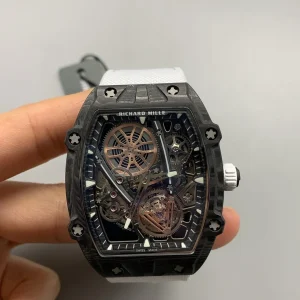 Richard Mille RM011 Replica Watches 50mm Mens Black Dial Rubber Strap 1:1 Clone Watch