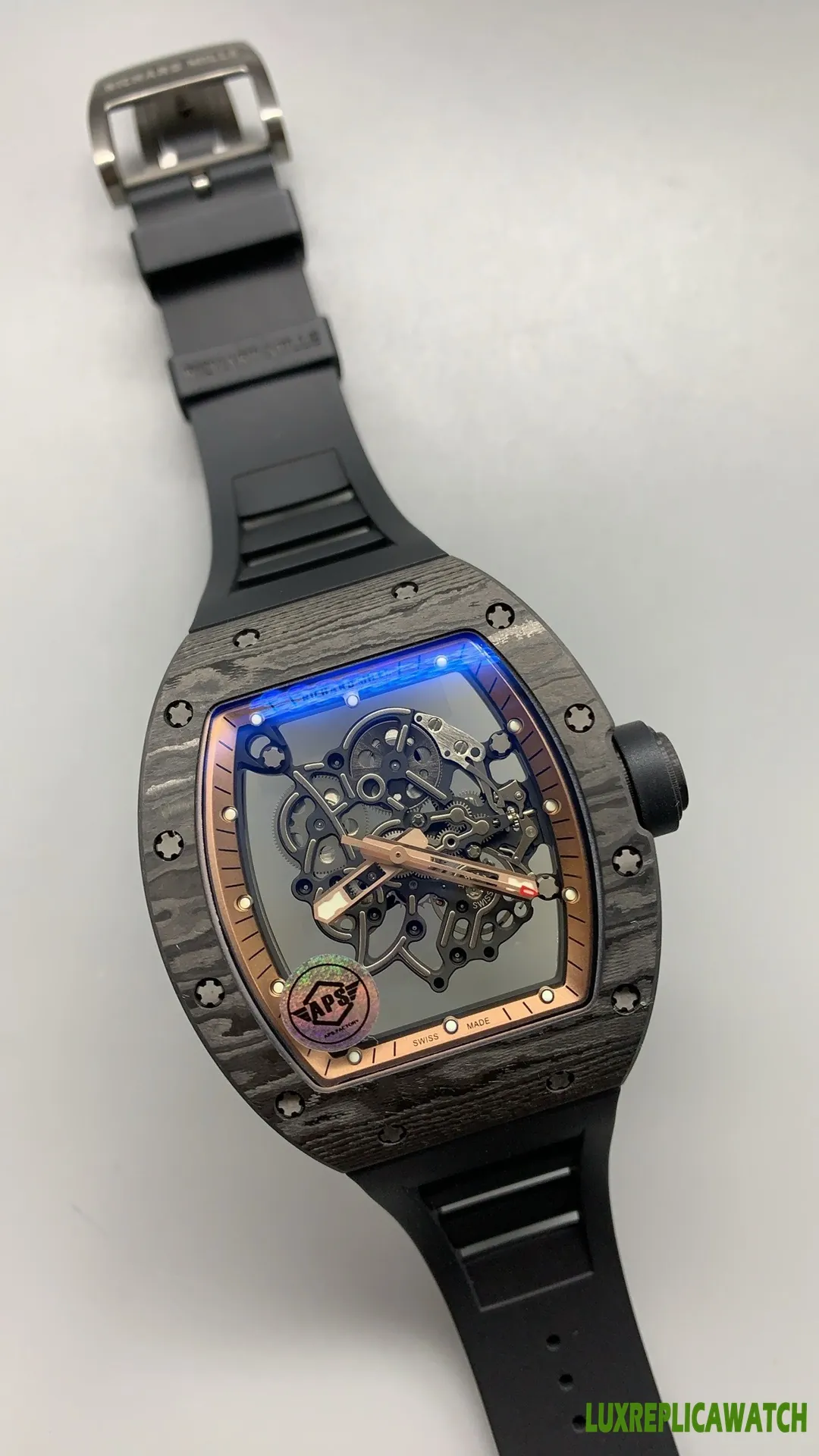 Richard Mille RM 011 Replica Watches 45mm Mens Black Dial Rubber Strap 1:1 Clone Watch - Image 3