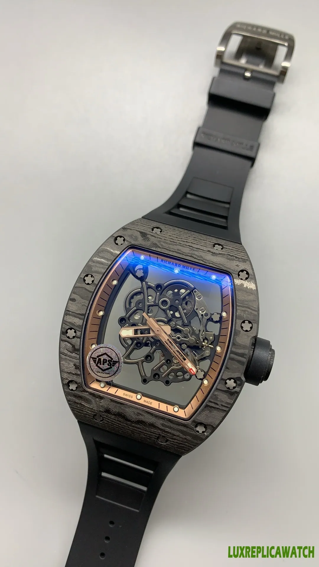 Richard Mille RM 011 Replica Watches 45mm Mens Black Dial Rubber Strap 1:1 Clone Watch - Image 4