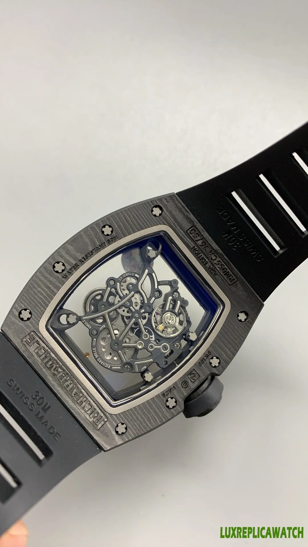 Richard Mille RM 011 Replica Watches 45mm Mens Black Dial Rubber Strap 1:1 Clone Watch - Image 7