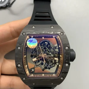 Richard Mille RM011 Replica Watches 45mm Mens Black Dial Rubber Strap 1:1 Clone Watch